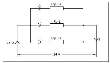 Calculate the value of resistance ‘R2’ in the parallel circuit. A 2 Ω B 4 Ω C 6 Ω D 8 Ω